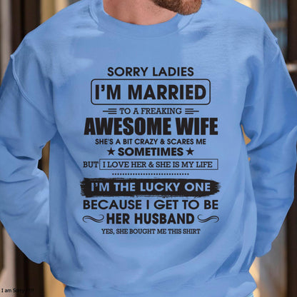 Sorry Ladies I'm Married To A Freaking Awesome Wife - Gift For Husband From Wife - Virgo00 (SKU06-45-00)