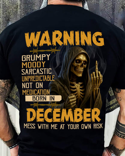 DECEMBER - WARNING GRUMPY MOODY - BIRTHDAY T-SHIRT FOR MEN - Virgo12 (SKU26T-01-07-12)