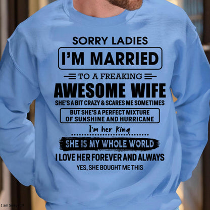 Sorry Ladies I Am Married To A Freaking Awesome Wife - Gift For Husband From Wife - Virgo00 (SKU-TWIFE-00)