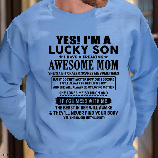 I am Lucky Son - Gift For Son From Mom - virgo00 - (SKU-T1206LMS-00)