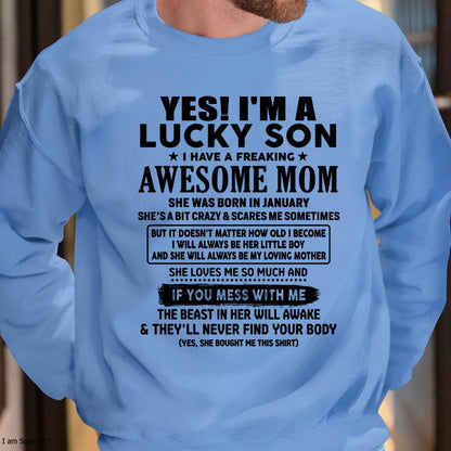 January - I am Lucky Son - Gift For Son From Mom - virgo01 - (SKU-T1206LMS-01)