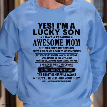 February - I am Lucky Son - Gift For Son From Mom - virgo02 - (SKU-T1206LMS-02)