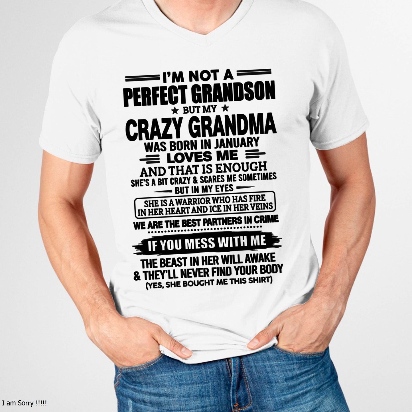 JANUARY SHIRT, I’M NOT A PERFECT GRANDSON-FROM GRANDMA TO GRANDSON-VIRGO01 (SKU2607-13-01)