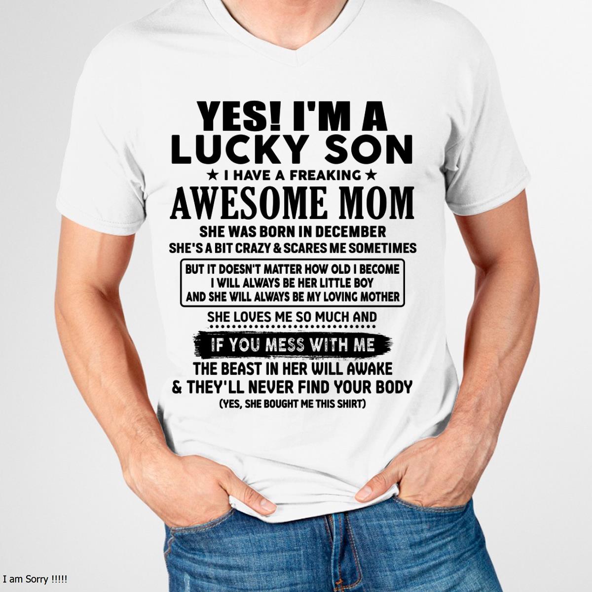 December - I am Lucky Son - Gift For Son From Mom - virgo12 - (SKU-T1206LMS-12)