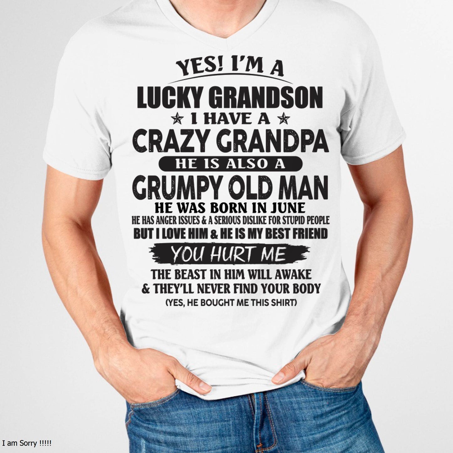 JUNE - LUCKY GRANDSON OF CRAZY GRANDPA -  PERFECT GIFT FROM GRANDPA - virgo06 (SKU12-145-06)