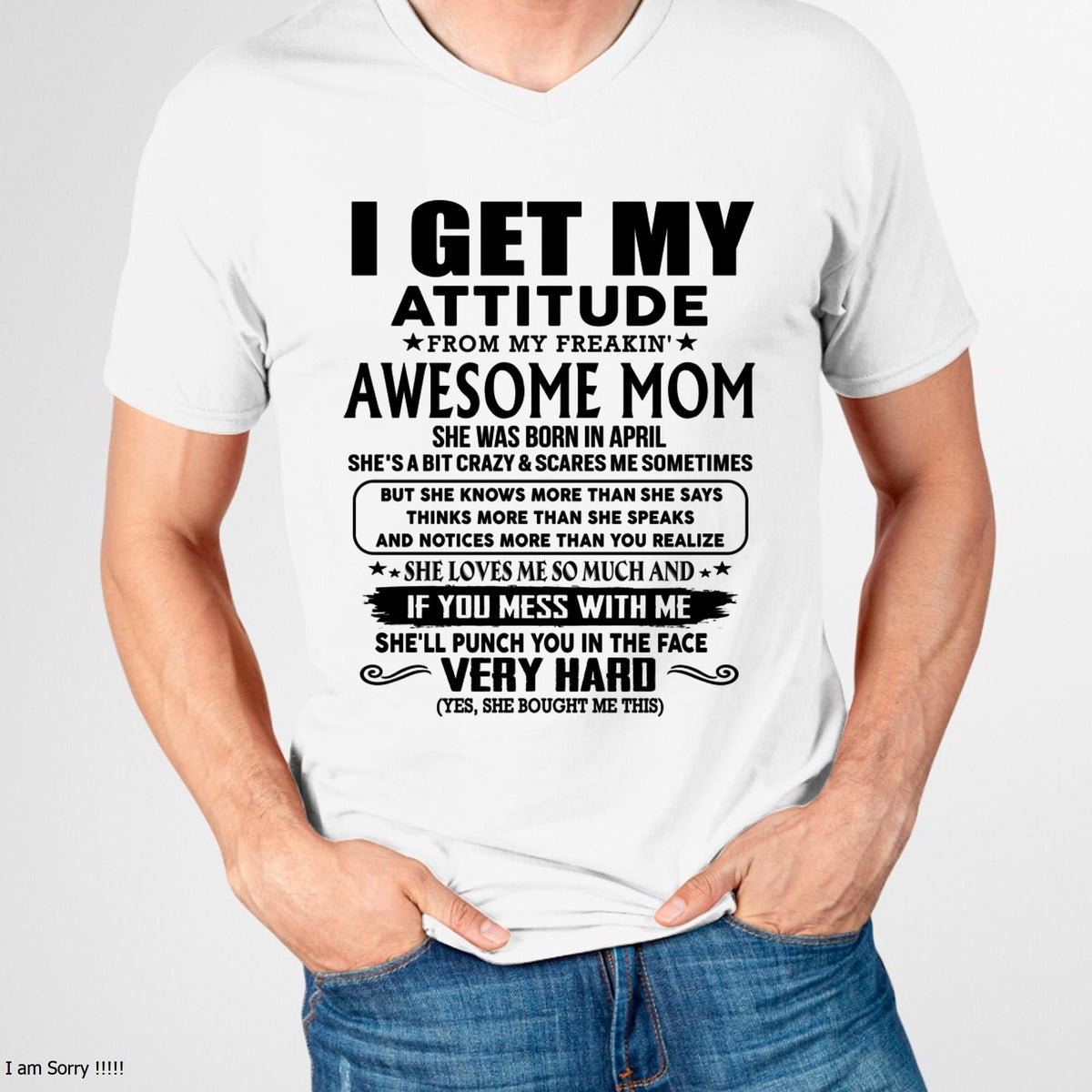 April - Thanks Mom - I GET MY ATTITUDE FROM MY FREAKIN' AWESOME MOM - Gift for Son and Daughter From Mom - virgo04 (SKU-TMD-CU-04)
