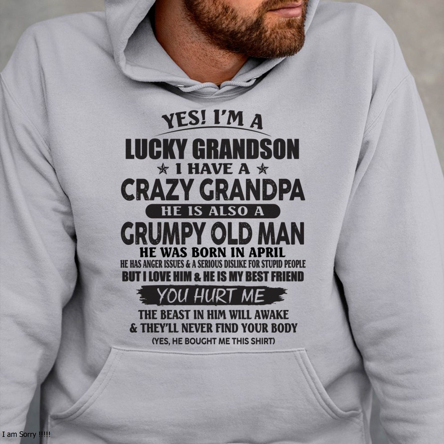 APRIL - LUCKY GRANDSON OF CRAZY GRANDPA -  PERFECT GIFT FROM GRANDPA - virgo04 (SKU12-145-04)