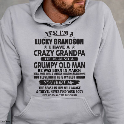 MARCH - LUCKY GRANDSON OF CRAZY GRANDPA -  PERFECT GIFT FROM GRANDPA - virgo03 (SKU12-145-03)