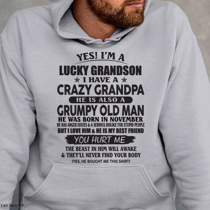 NOVEMBER - LUCKY GRANDSON OF CRAZY GRANDPA -  PERFECT GIFT FROM GRANDPA - virgo11 (SKU12-145-11)