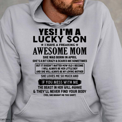 April - I am Lucky Son - Gift For Son From Mom - virgo04 - (SKU-T1206LMS-04)