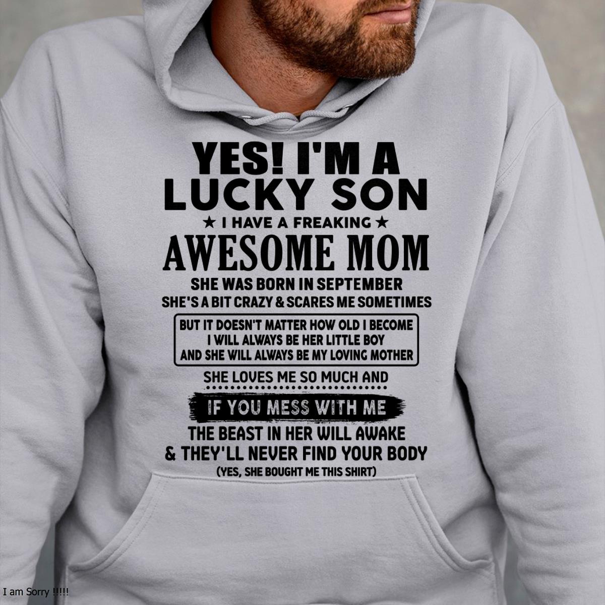 September - I am Lucky Son - Gift For Son From Mom - virgo09 - (SKU-T1206LMS-09)