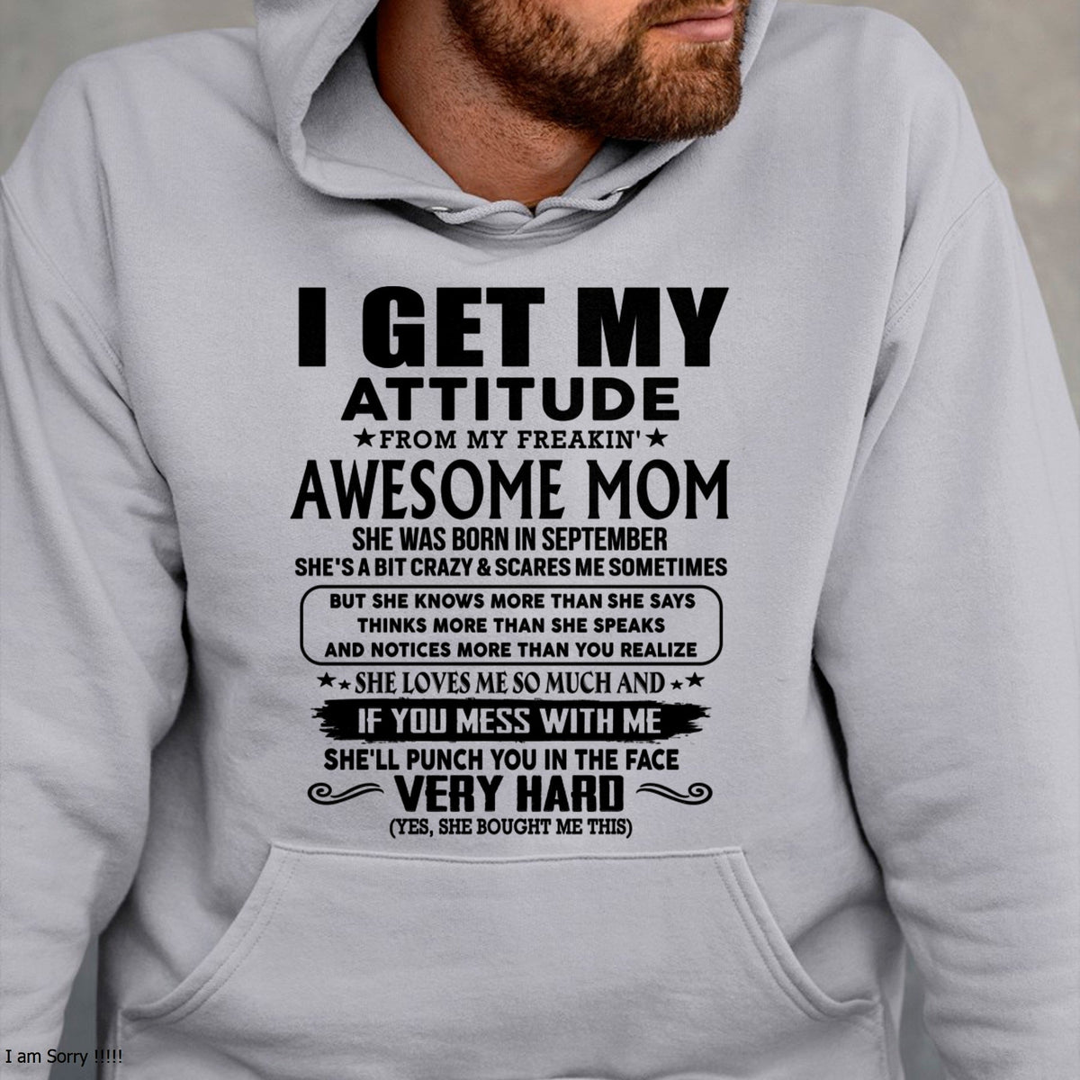 Thanks Mom - I GET MY ATTITUDE FROM MY FREAKIN' AWESOME MOM - Gift for Son and Daughter From Mom - virgo09 (SKU-TMD-CU-09)