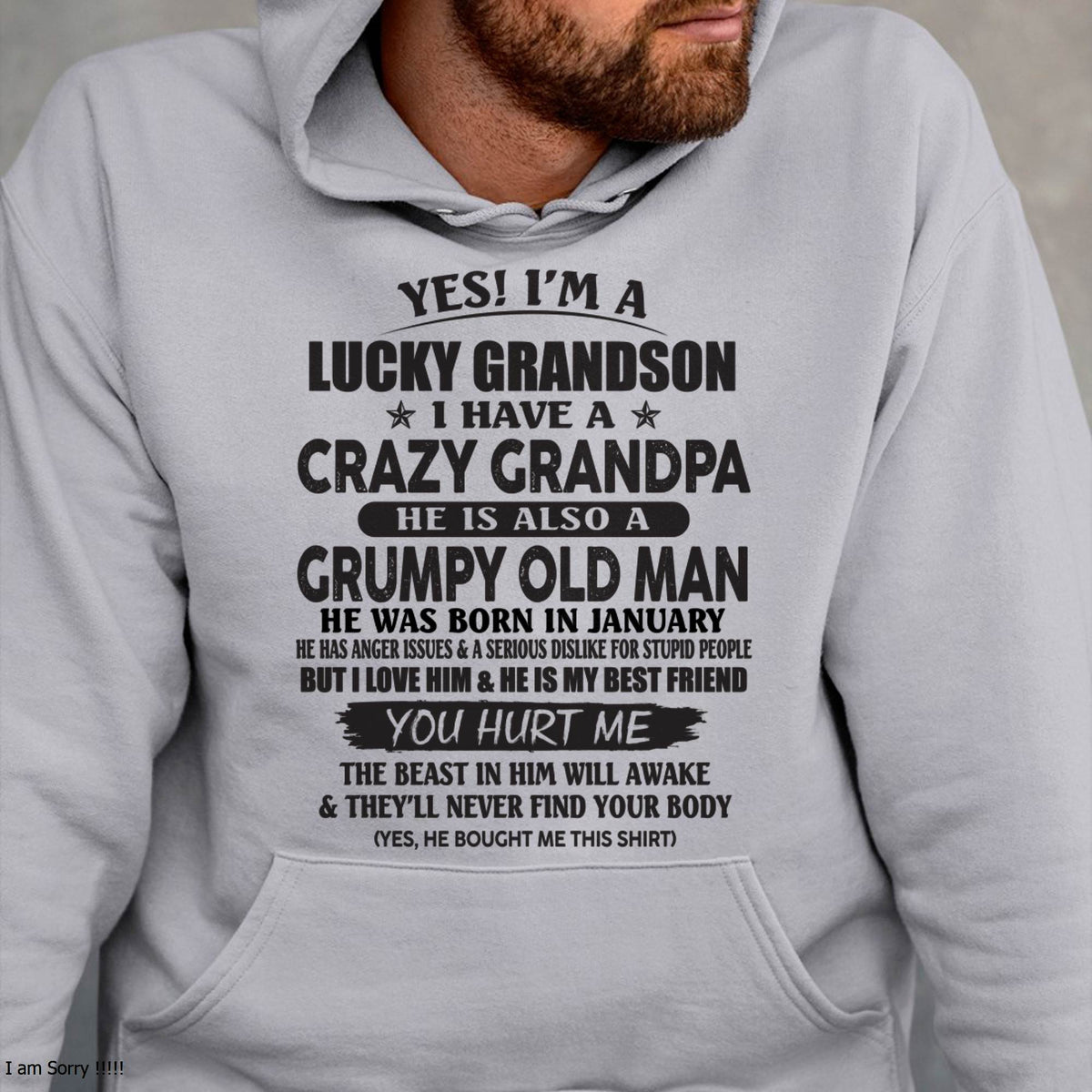 JANUARY - LUCKY GRANDSON OF CRAZY GRANDPA -  PERFECT GIFT FROM GRANDPA - virgo01 (SKU12-145-01)
