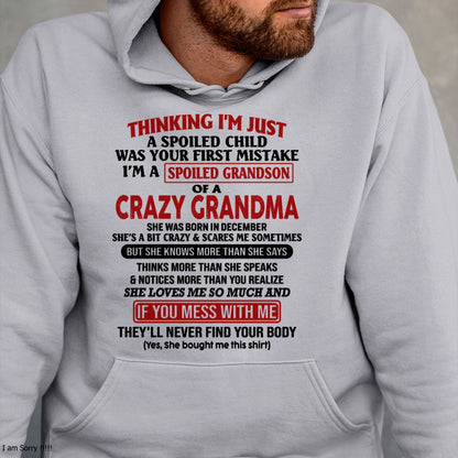 DECEMBER - I'M A SPOILED GRANDSON OF A CRAZY GRANDMA - From Grandma - virgo12 (SKU-GMS1-NTT12)