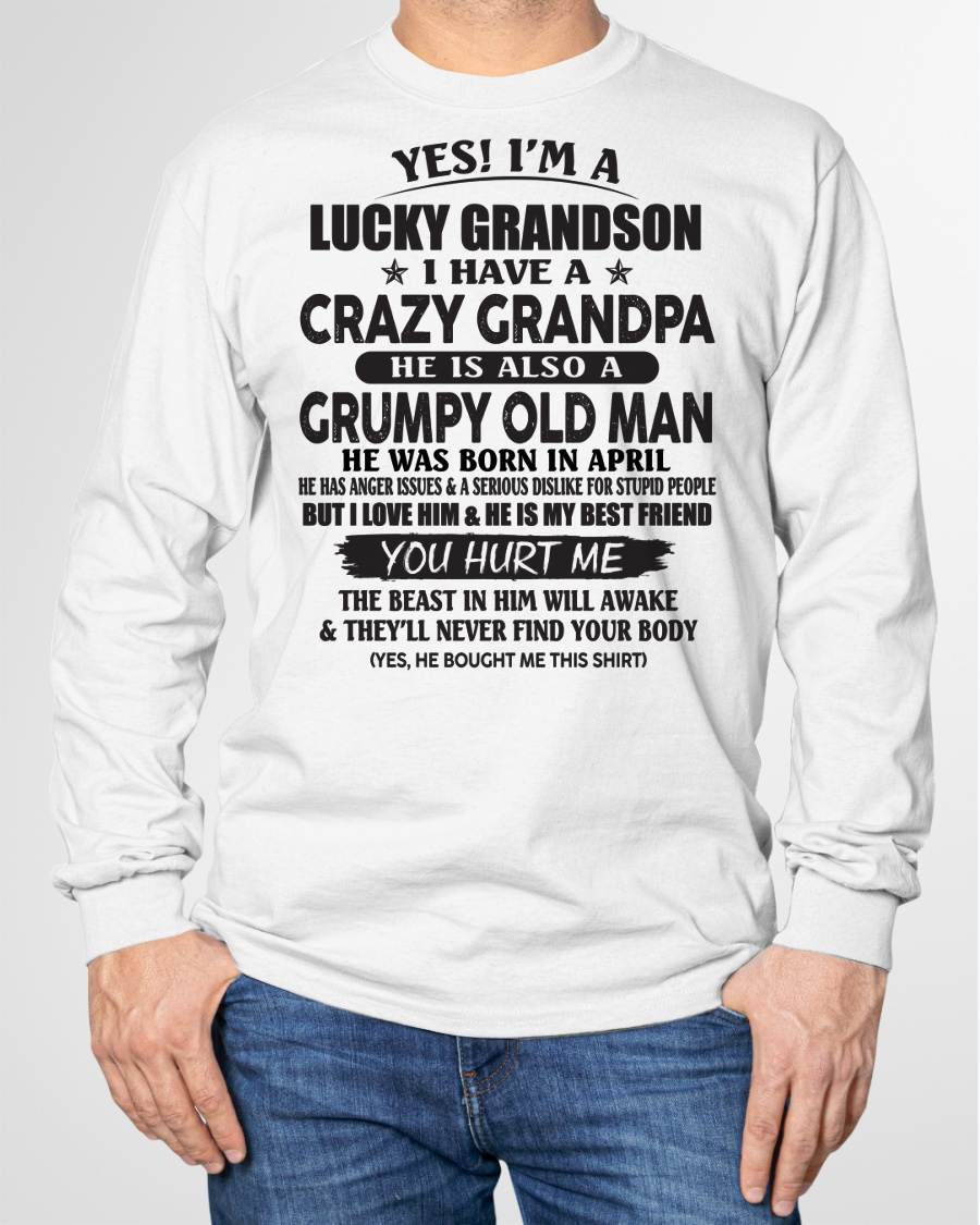 APRIL - LUCKY GRANDSON OF CRAZY GRANDPA -  PERFECT GIFT FROM GRANDPA - virgo04 (SKU12-145-04)