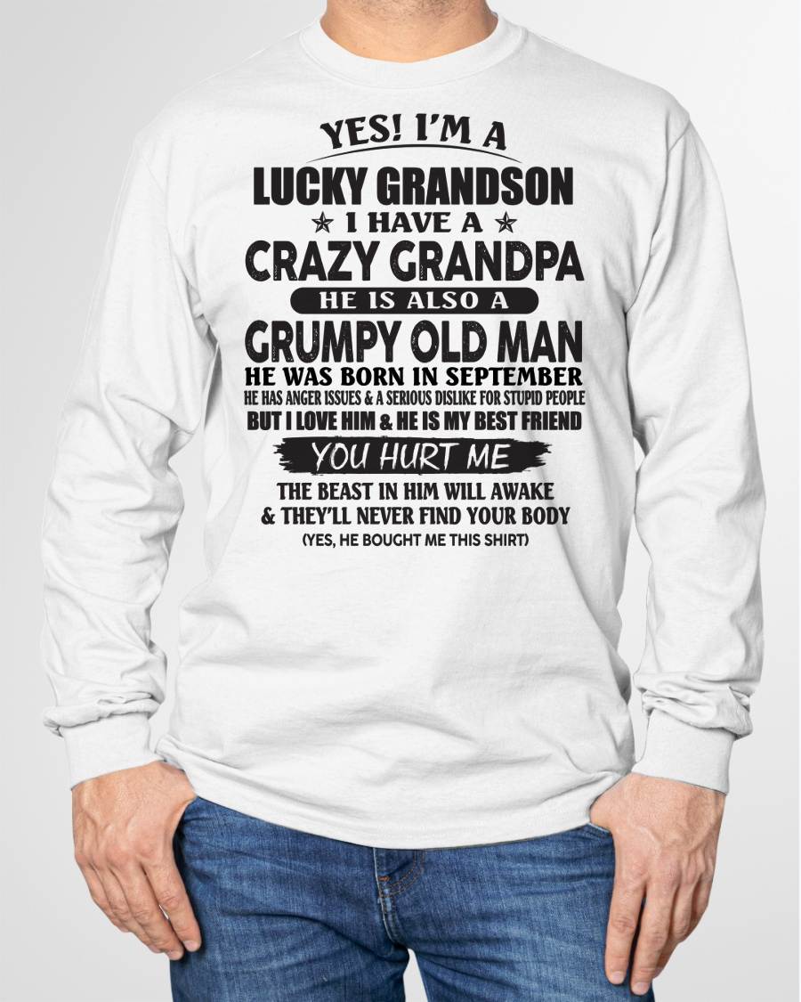 SEPTEMBER - LUCKY GRANDSON OF CRAZY GRANDPA -  PERFECT GIFT FROM GRANDPA - virgo09 (SKU12-145-09)