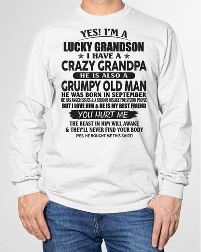 SEPTEMBER - LUCKY GRANDSON OF CRAZY GRANDPA -  PERFECT GIFT FROM GRANDPA - virgo09 (SKU12-145-09)
