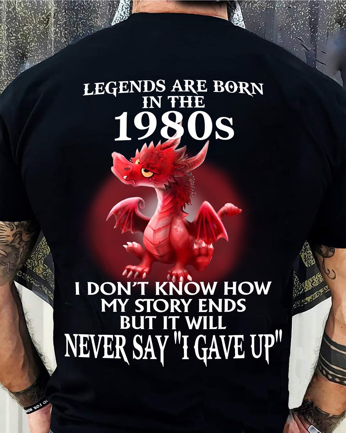 1980s - NEVER SAY GIVE UP - BIRTHDAY T-SHIRT FOR MEN - Virgo00 (SKU12-163-1980)