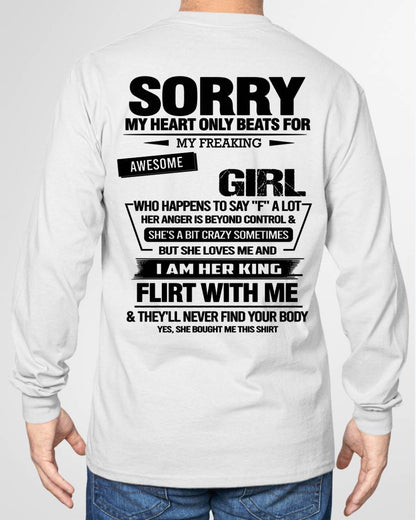 SORRY MY HEART ONLY BEATS FOR MY FREAKING AWESOME GIRL - FROM WIFE - virgo00 (SKU26T-01-59-00)