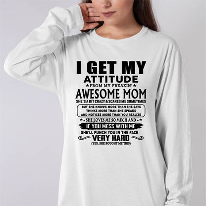 Thanks Mom - I GET MY ATTITUDE FROM MY FREAKIN' AWESOME MOM - Gift for Son and Daughter From Mom - virgo00 (SKU-TMD-CU-00)