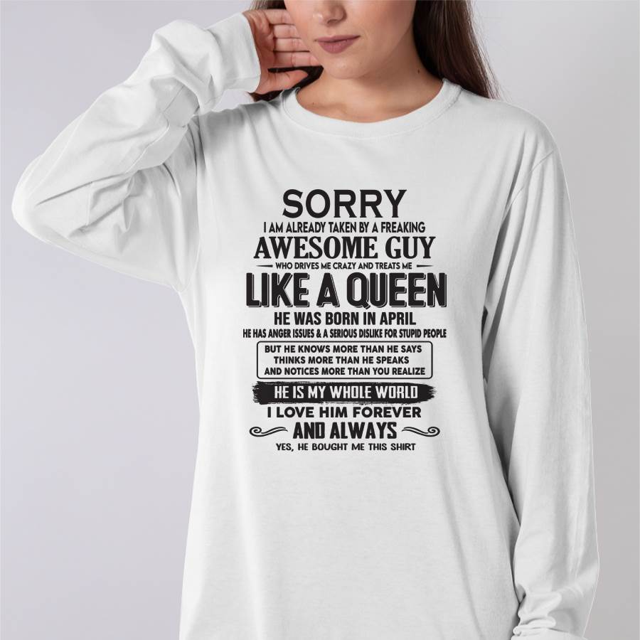April - Sorry I am already taken by a freaking awesome guy - Gift for Wife From Husband - Virgo04 (SKU08-25-04)