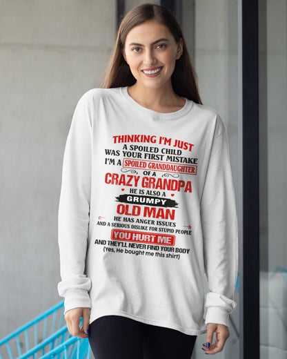 Spoiled Granddaughter of a Crazy Grandpa Shirt – Birthday Gift from Grandpa / Man - virgo00 (SKU12-200-00)