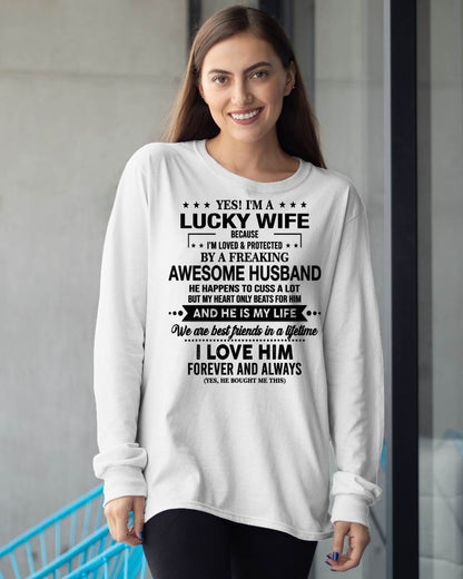 YES! I'M A LUCKY WIFE BECAUSE I'M LOVED & PROTECTED BY A FREAKING AWESOME HUSBAND - FROM HUSBAND - virgo00 (SKU26T-01272-00)