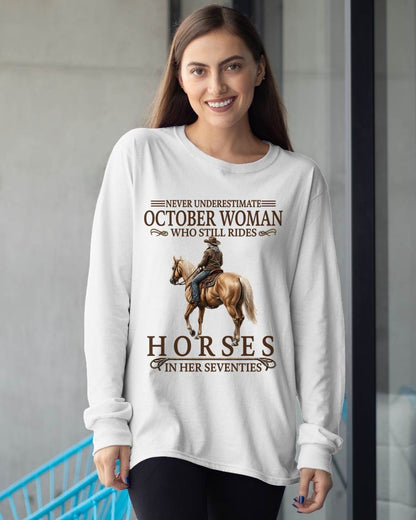 OCTOBER SHIRT, A WOMAN WHO STILL RIDES HORSES IN HER SEVENTIES - Virgo10 (SKU2604-287-10)