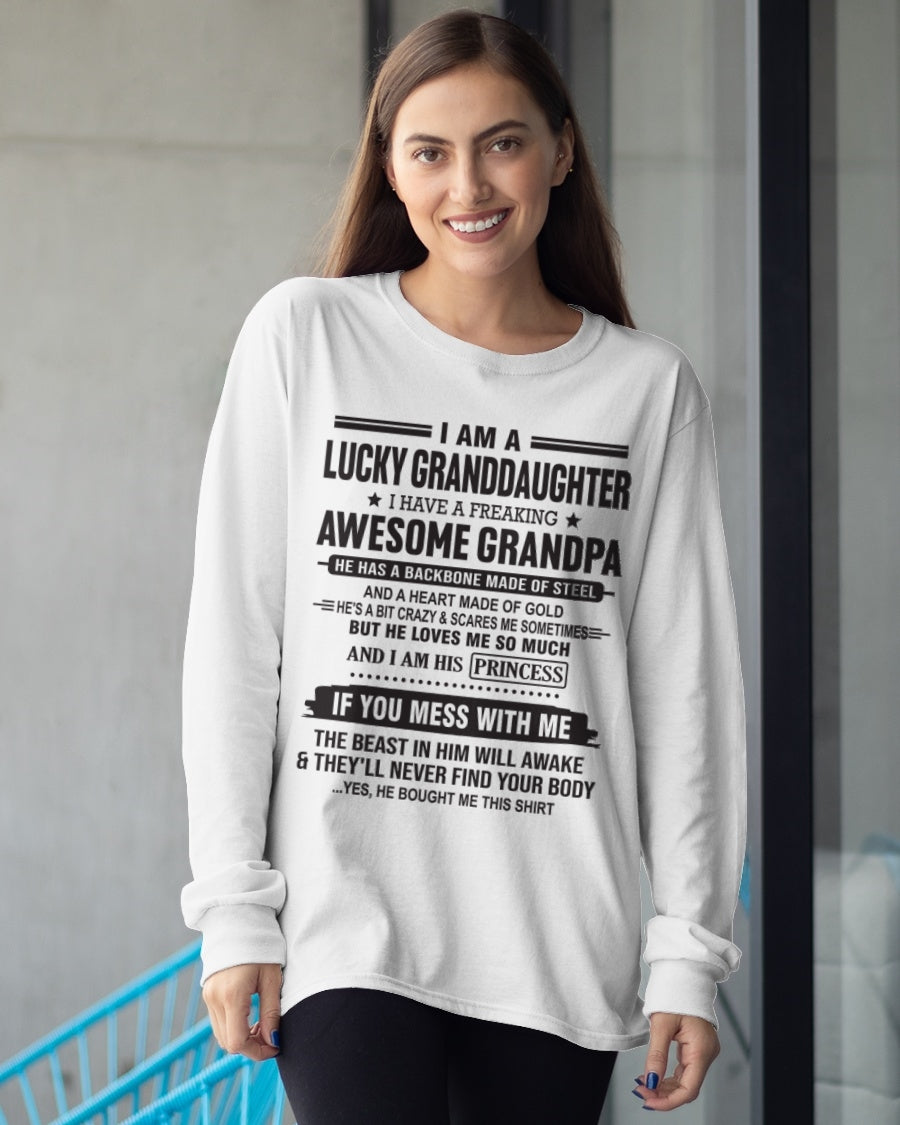 I Am A Lucky Granddaughter T-Shirt – Birthday Gift From Grandpa / Man - virgo00 (SKU11-122-00)