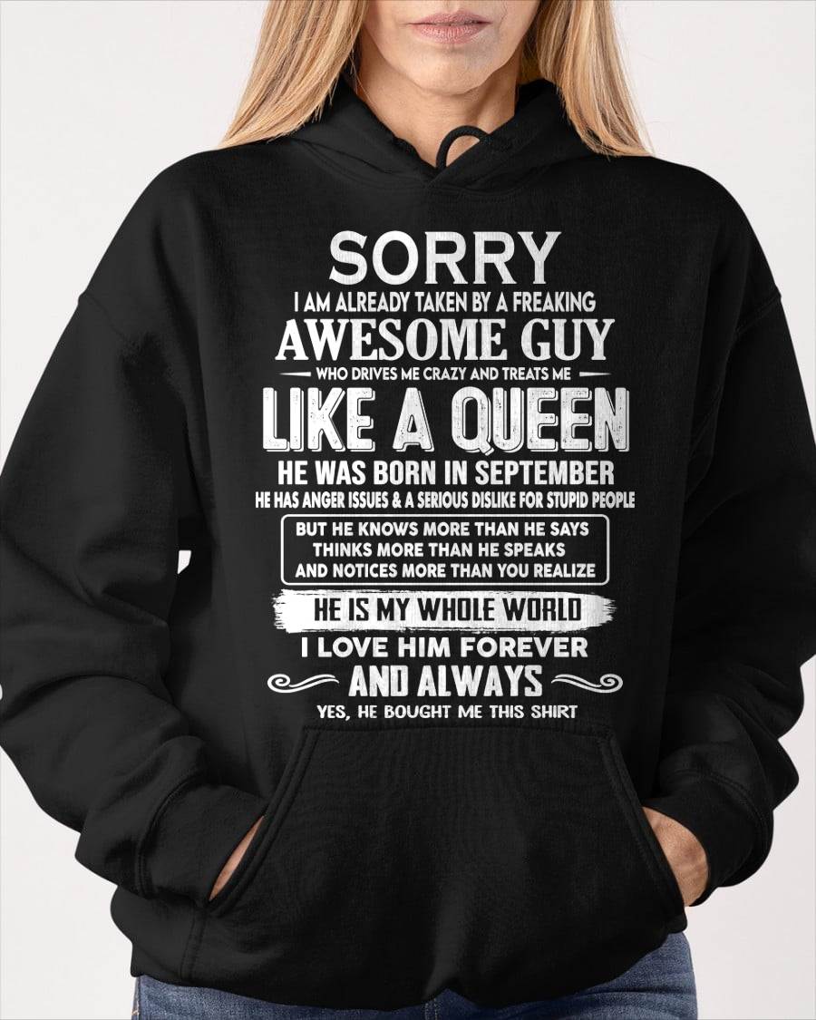 SEPTEMBER SHIRT Sorry, I’m Already Taken By A Freaking Awesome Guy - From Husband - To Wife - Virgo09 (SKU2602-41-09)