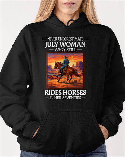 JULY SHIRT, A WOMAN WHO STILL RIDES HORSES IN HER SEVENTIES - Virgo07 (SKU2604-289-07)