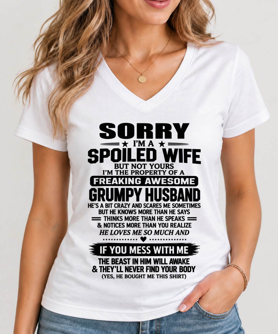 SHIRT Spoiled Wife – Taken By An Awesome Grumpy Husband - From Husband - To Wife - Virgo00 (SKU2610-107-00)