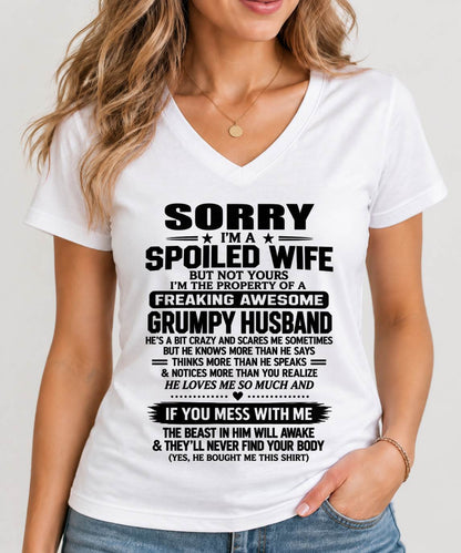 SHIRT Spoiled Wife – Taken By An Awesome Grumpy Husband - From Husband - To Wife - Virgo00 (SKU2610-107-00)