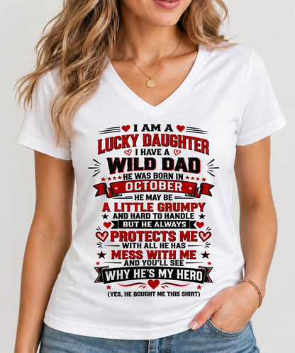 OCTOBER SHIRT I'm A Lucky Daughter - From Dad - To Daughter - Virgo10 (SKU2609-240-10)