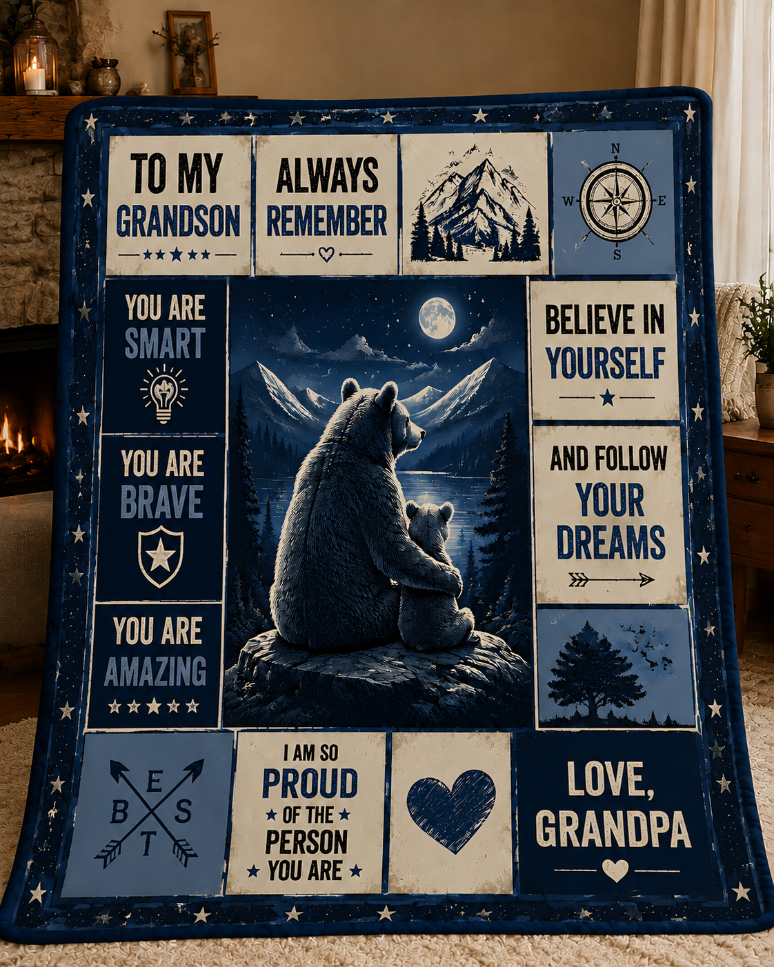 Family Blanket - From Grandpa - To My Grandson - Virgo - ( SKU2608-270)