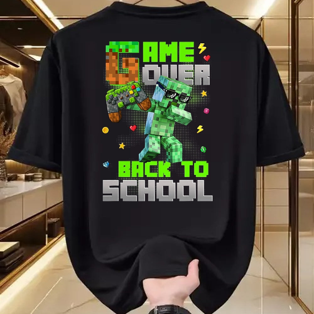 Best Student Shirt, Funny Back To School UnisexT-Shirt/Hoodie/Sweatshirt HLT00 - Game Over Back to School Funny Bruh We Back Kids Boy Gaming T-Shirt, Men, Black, 3X-Large