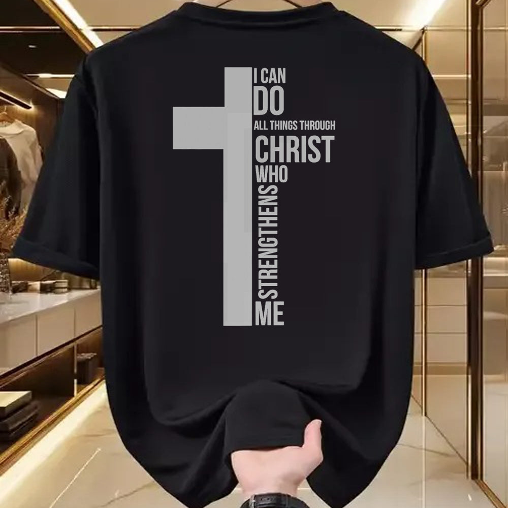 Christian Tee, Christian Faith Unisex T-Shirt/Hoodie/Sweatshirt HLT00 - I Can Do All Things Through Christ Who Strengthens Me Cross T-Shirt