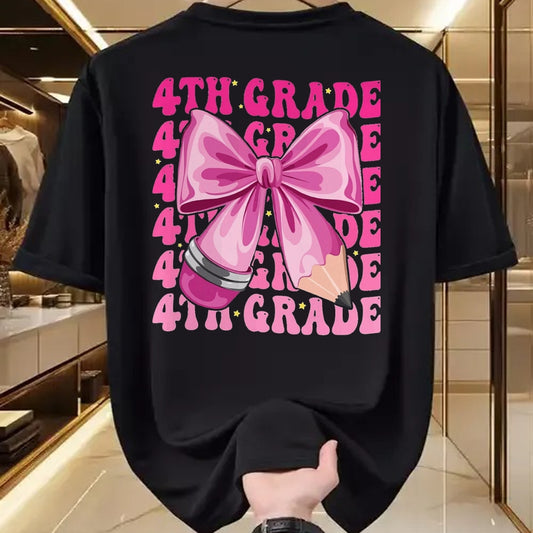 Best Student Shirt, Funny Back To School UnisexT-Shirt/Hoodie/Sweatshirt HLT00 - First Day of 4th Grade Girls Coquette Bow Back to School T-Shirt, Men, Black, 3X-Large