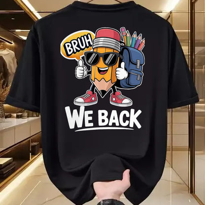 Best Student Shirt, Funny Back To School UnisexT-Shirt/Hoodie/Sweatshirt HLT00 - Bruh We Back Cute Pencil Teacher Student Boys Back to School T-Shirt, Men, Black, 3X-Large