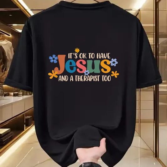 Christian Tee, Christian Faith Unisex T-Shirt/Hoodie/Sweatshirt HLT00 - It_s Ok To Have Jesus & A Therapist Too Christian Jesus God T-Shirt