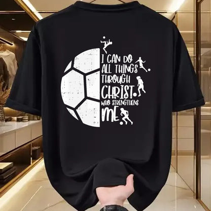 Christian Tee, Christian Faith Unisex T-Shirt/Hoodie/Sweatshirt HLT00 - I Can Do Things Through Christ Soccer Football God Gift T-Shirt
