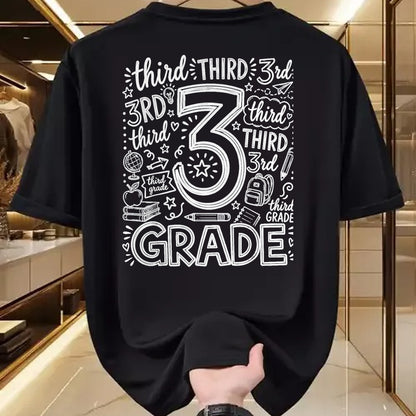 Best Student Shirt, Funny Back To School UnisexT-Shirt/Hoodie/Sweatshirt HLT00 - 3rd Grade Typography Team Third Grade Teacher Back to School T-Shirt, Men, Black, 3X-Large