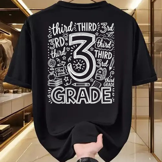Best Student Shirt, Funny Back To School UnisexT-Shirt/Hoodie/Sweatshirt HLT00 - 3rd Grade Typography Team Third Grade Teacher Back to School T-Shirt, Men, Black, 3X-Large