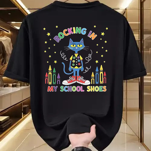Best Student Shirt, Funny Back To School UnisexT-Shirt/Hoodie/Sweatshirt HLT00 - Cat Rocking in My School Shoes Funny Back to School T-Shirt, Youth, Black, Small