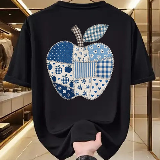 Best Student Shirt, Funny Back To School UnisexT-Shirt/Hoodie/Sweatshirt HLT00 - Blue Patchwork Preppy Apples Back to School Teacher Student T-Shirt