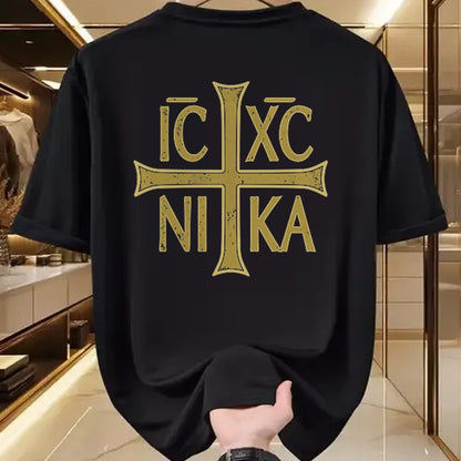 Christian Tee, Christian Faith Unisex T-Shirt/Hoodie/Sweatshirt HLT00 - ICXC NIKA Christogram Cross Orthodox Christian Discreet T-Shirt
