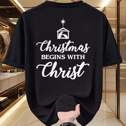 Christian Tee, Christian Faith Unisex T-Shirt/Hoodie/Sweatshirt HLT00 - Christmas Begins With Christ Christmas T-Shirt T-Shirt