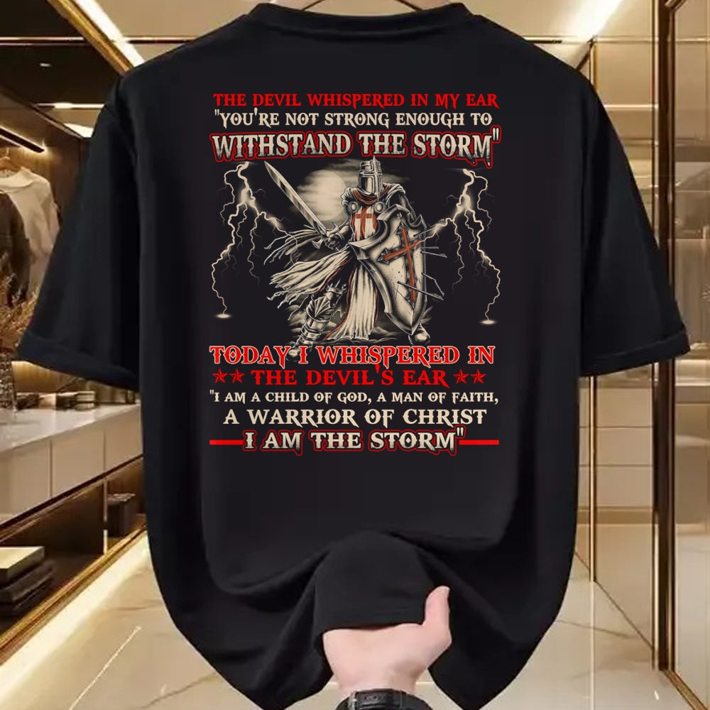 Christian Tee, Christian Faith Unisex T-Shirt/Hoodie/Sweatshirt HLT00 - Knight Templar I Am The Storm For Men Christ Gift Long Sleeve T-Shirt