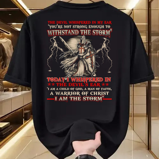 Christian Tee, Christian Faith Unisex T-Shirt/Hoodie/Sweatshirt HLT00 - Knight Templar I Am The Storm For Men Christ Gift Long Sleeve T-Shirt