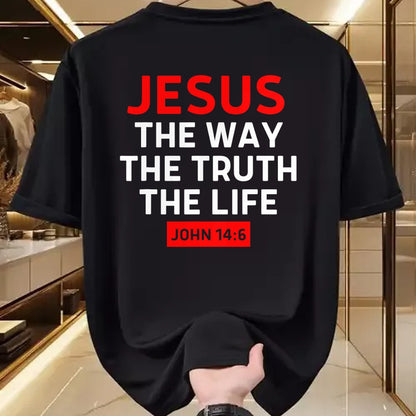 Christian Tee, Christian Faith Unisex T-Shirt/Hoodie/Sweatshirt HLT00 - Jesus The Way Truth Life John 14 6 Christian Bible Verse T-Shirt (1)